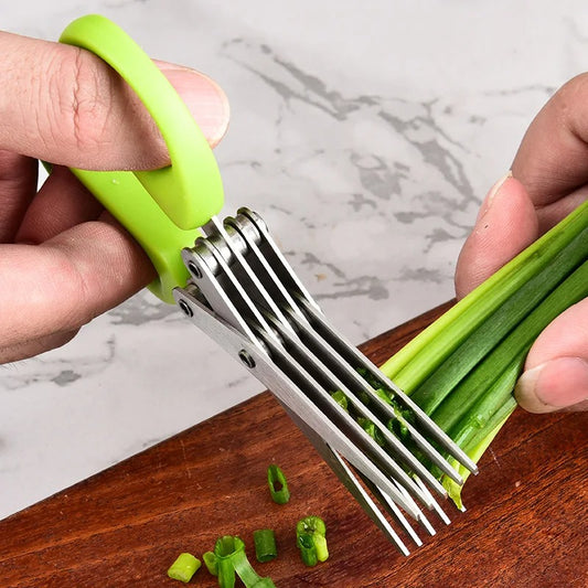 5-Layer Multi-Functional Kitchen Scissors – Stainless Steel Herb & Vegetable Cutter for Fast, Even Chopping