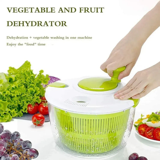 Manual Salad Spinner & Fruit Dryer – Hand-Crank Drain Basket for Washing and Drying Vegetables, Lettuce, and Fruit