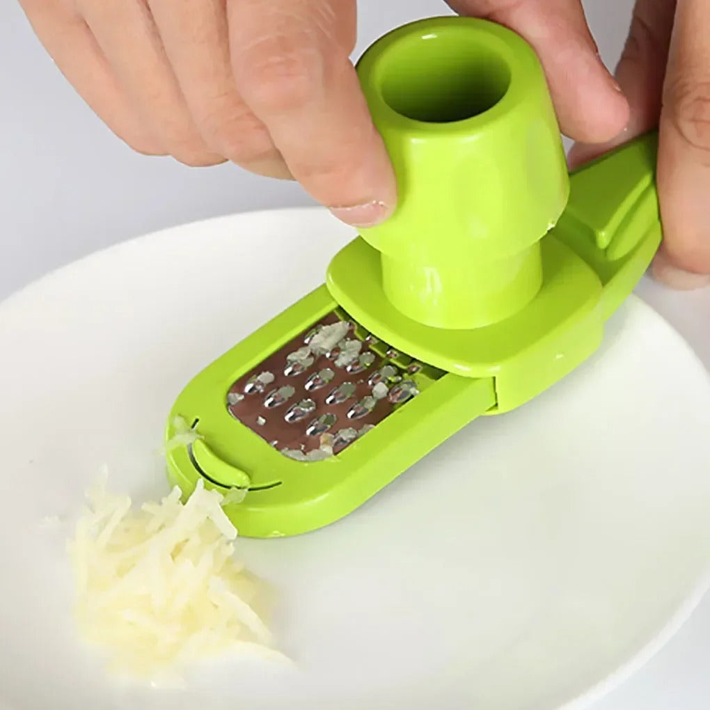 Multifunctional Manual Garlic & Ginger Crusher – Grater, Cutter & Peeler Kitchen Tool