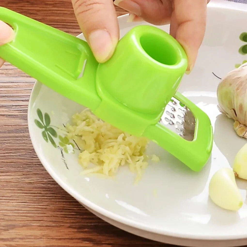 Multifunctional Manual Garlic & Ginger Crusher – Grater, Cutter & Peeler Kitchen Tool