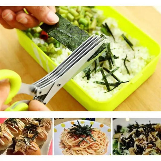 5-Layer Multi-Functional Kitchen Scissors – Stainless Steel Herb & Vegetable Cutter for Fast, Even Chopping