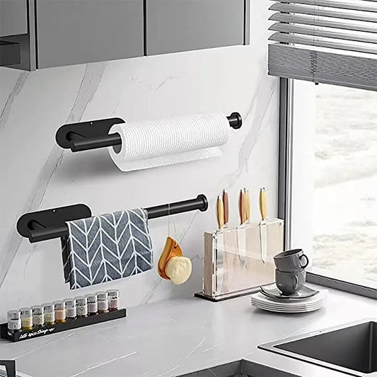 Adhesive Paper Towel Holder – No-Drill Kitchen & Bathroom Roll Dispenser for Cabinet, Wall or Under-Shelf Mounting