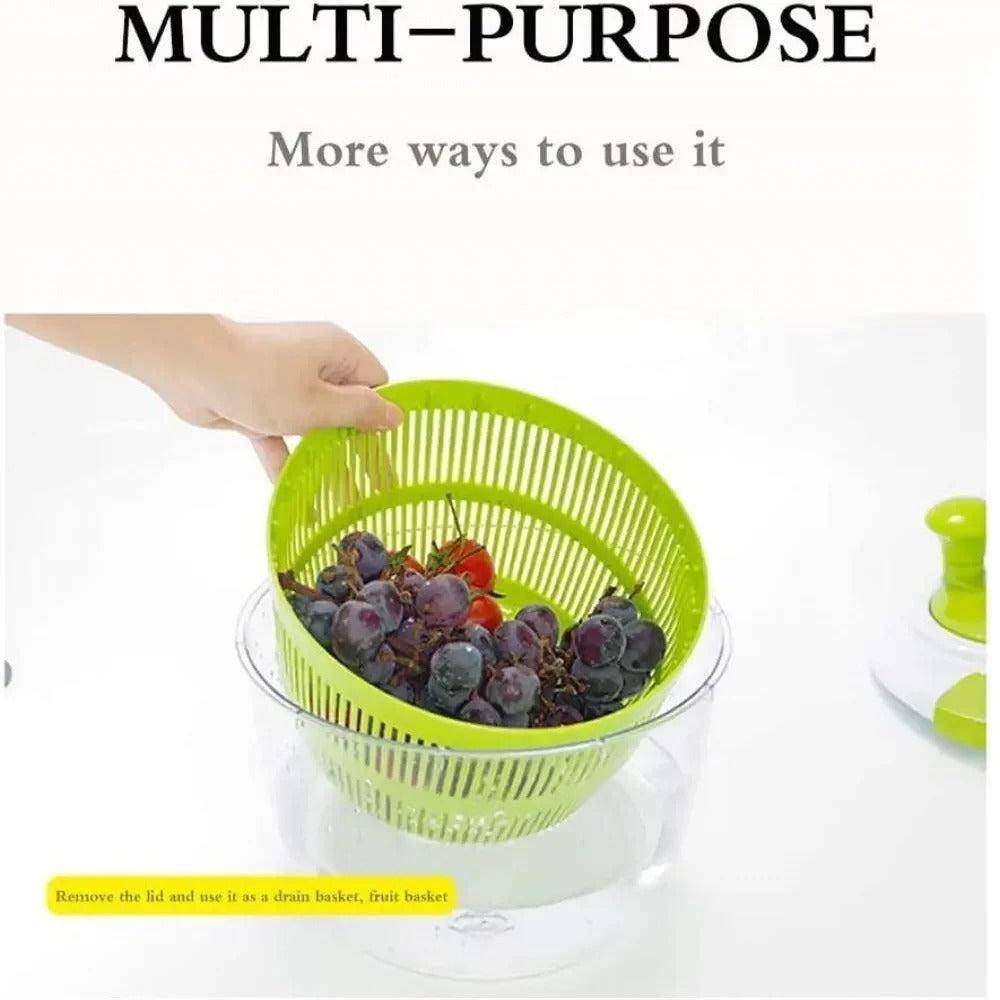 Manual Salad Spinner & Fruit Dryer – Hand-Crank Drain Basket for Washing and Drying Vegetables, Lettuce, and Fruit