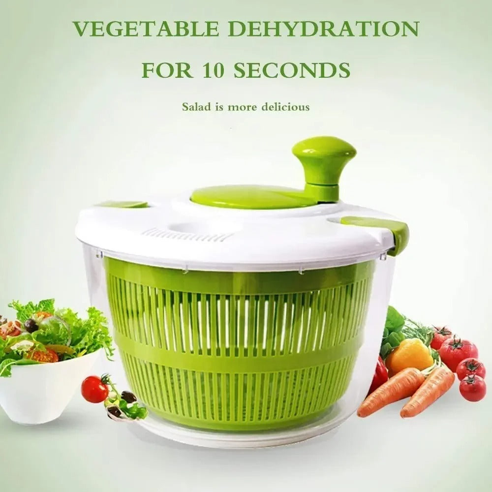 Manual Salad Spinner & Fruit Dryer – Hand-Crank Drain Basket for Washing and Drying Vegetables, Lettuce, and Fruit