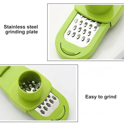 Multifunctional Manual Garlic & Ginger Crusher – Grater, Cutter & Peeler Kitchen Tool