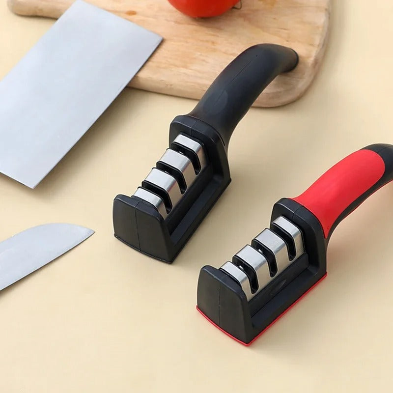 3-Stage Knife Sharpener with Anti-Slip Base – Quick Manual Sharpening Tool for Kitchen Knives