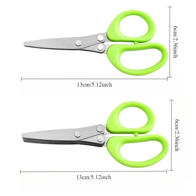 5-Layer Multi-Functional Kitchen Scissors – Stainless Steel Herb & Vegetable Cutter for Fast, Even Chopping