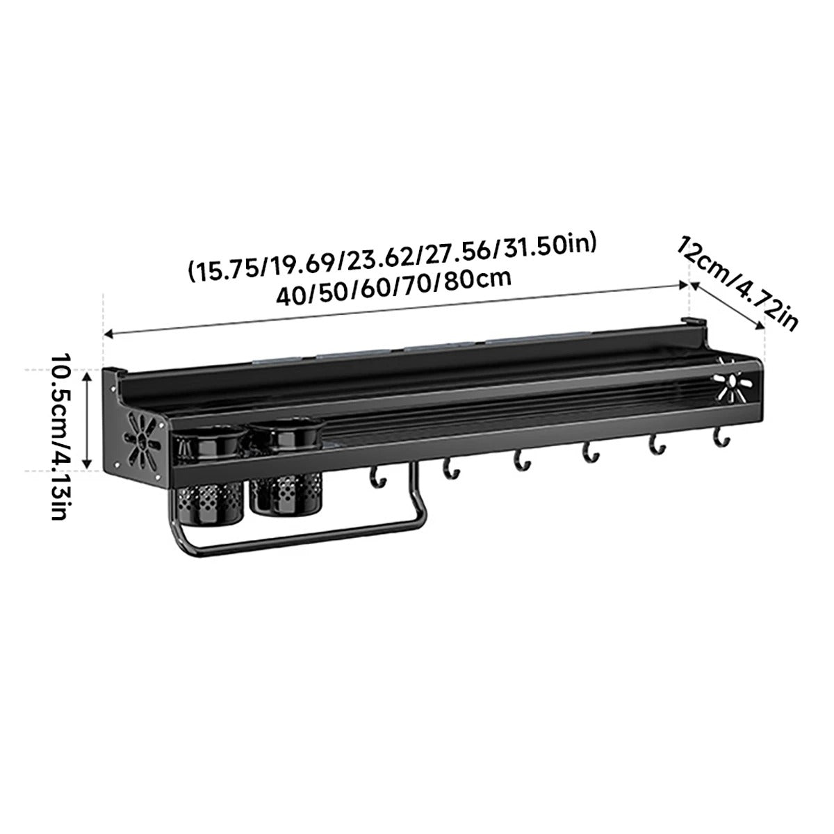 No-Drill Metal Kitchen Storage Shelf – Large Capacity Organizer with Drainage Design, Easy-Clean Black Rack