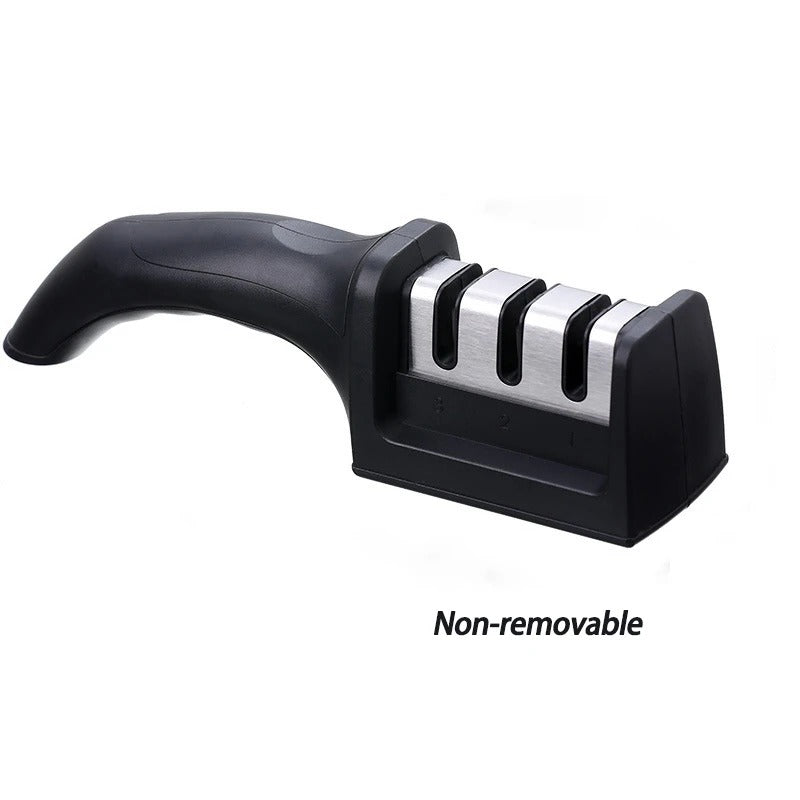 3-Stage Knife Sharpener with Anti-Slip Base – Quick Manual Sharpening Tool for Kitchen Knives