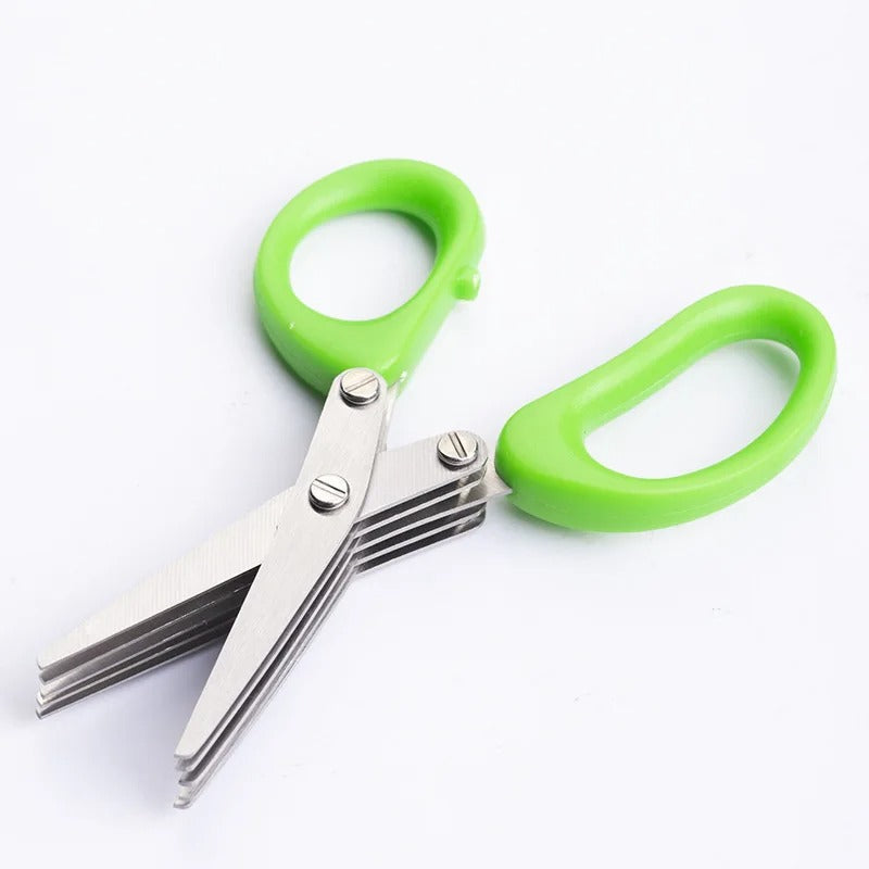 5-Layer Multi-Functional Kitchen Scissors – Stainless Steel Herb & Vegetable Cutter for Fast, Even Chopping