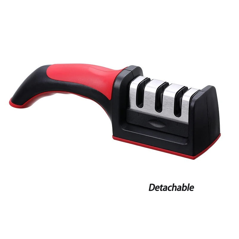 3-Stage Knife Sharpener with Anti-Slip Base – Quick Manual Sharpening Tool for Kitchen Knives